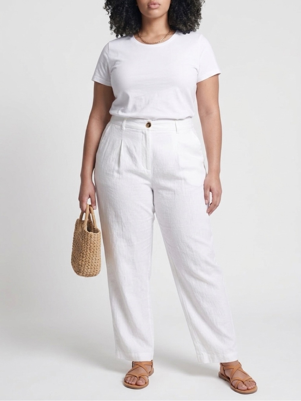 Zara Relaxed White Linen Wide-Leg Pants - Picture 3 of 5